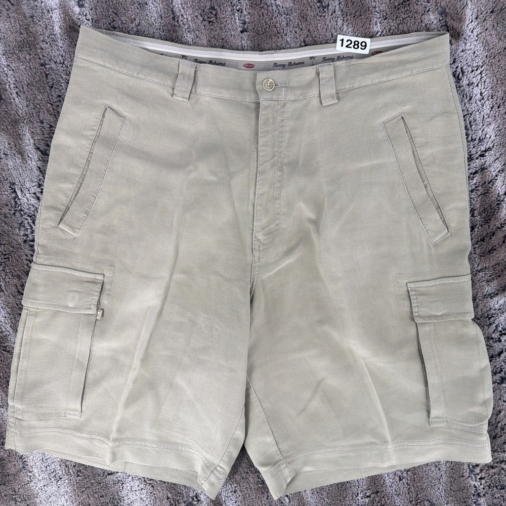 Tommy Bahama Shorts Mens 34 Tan Silk Linen Cargo Relaxed Casual Summer Pockets